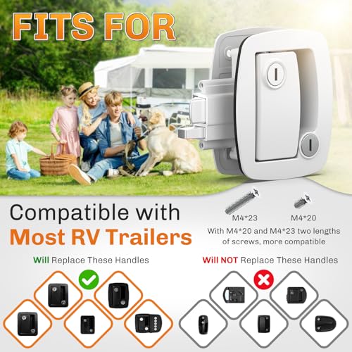 Image of WELLUCK RV Door Lock Replacement with Paddle Deadbolt, 100% Metal Camper Door Latch Handle Lock, RV Entry Door Lock for Camper Horse Travel Trailer Cargo Hauler