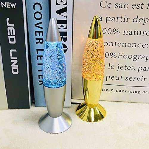 Lámpara de lava LED negra con forma de cohete y brillo multicolor USB 7