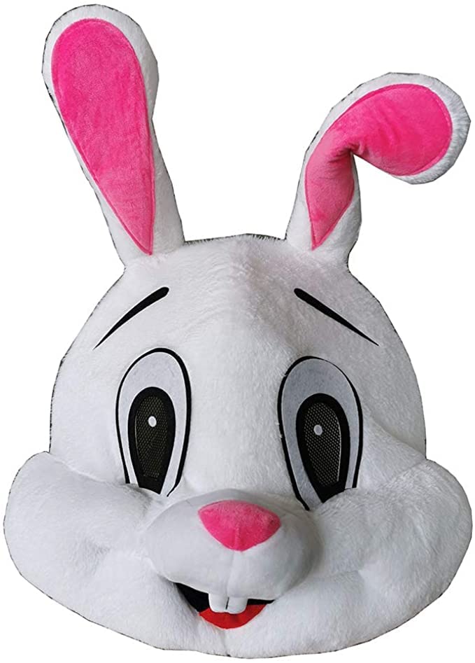 MatGui Easter Rabbit Party Costume - Plush Bugs Bunny Costume Mask - Adult Unisex - Animal Theme, A-white