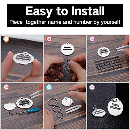 DIY Dog ID Tags Pet ID Tags, Engraved Dog Tags and Cat Tags Personalized Chew-Proof Tags, Stainless Steel Dog Tags, up to 2 Lines of Custom Text, Round, Piece Together Name&Number by Yourself - Thumbnail 6