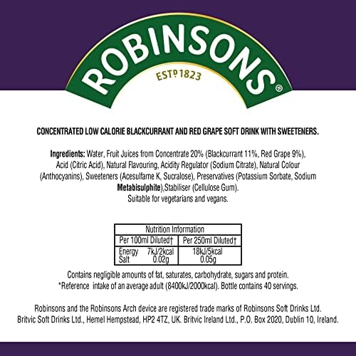 Robinsons Fruit Squash - Low Calorie - Double Strength - Blackcurrant 750ml (Pack of 2) - Image 5