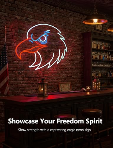 Image of Eagle Neon Sign,Giant Eagles Light up Sign - Cool Neon Light Wall Decor for Home Karaoke Bar Restaurant Pub Cafe Salon Game Room, USB Powered (Eagle Head)