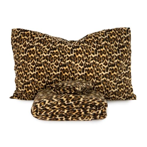 Morbidissimi Completo lenzuola Leopard in Pile Matrimoniale X108