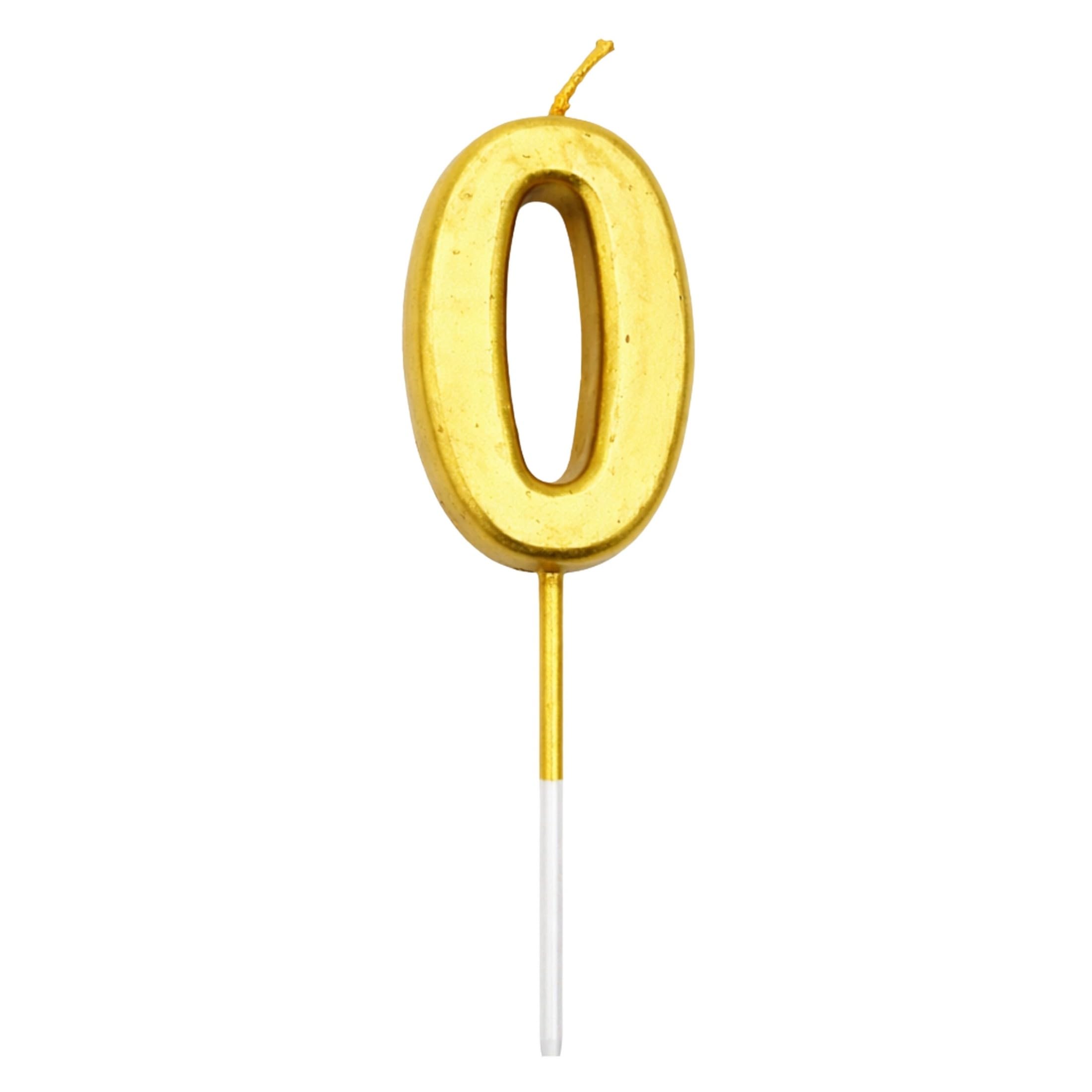 Shatchi Gold 0 Number Candle Birthday Anniversary Party Cake Decorations Topper from B&Q