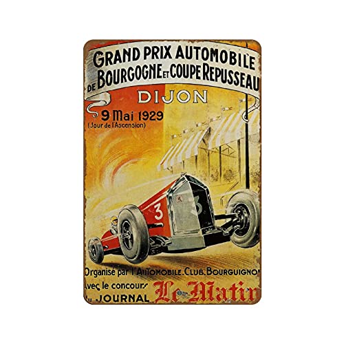 1929 French Grand Prix Automobile De Bourgogne Et Coupe Repusseau Promotional Poster Novelty Retro Metal Tin Sign Poster Plaque Bar Pub Club Cafe Home decor Plate Wall Art Farmhouse Sign 140mmx200mm Cover