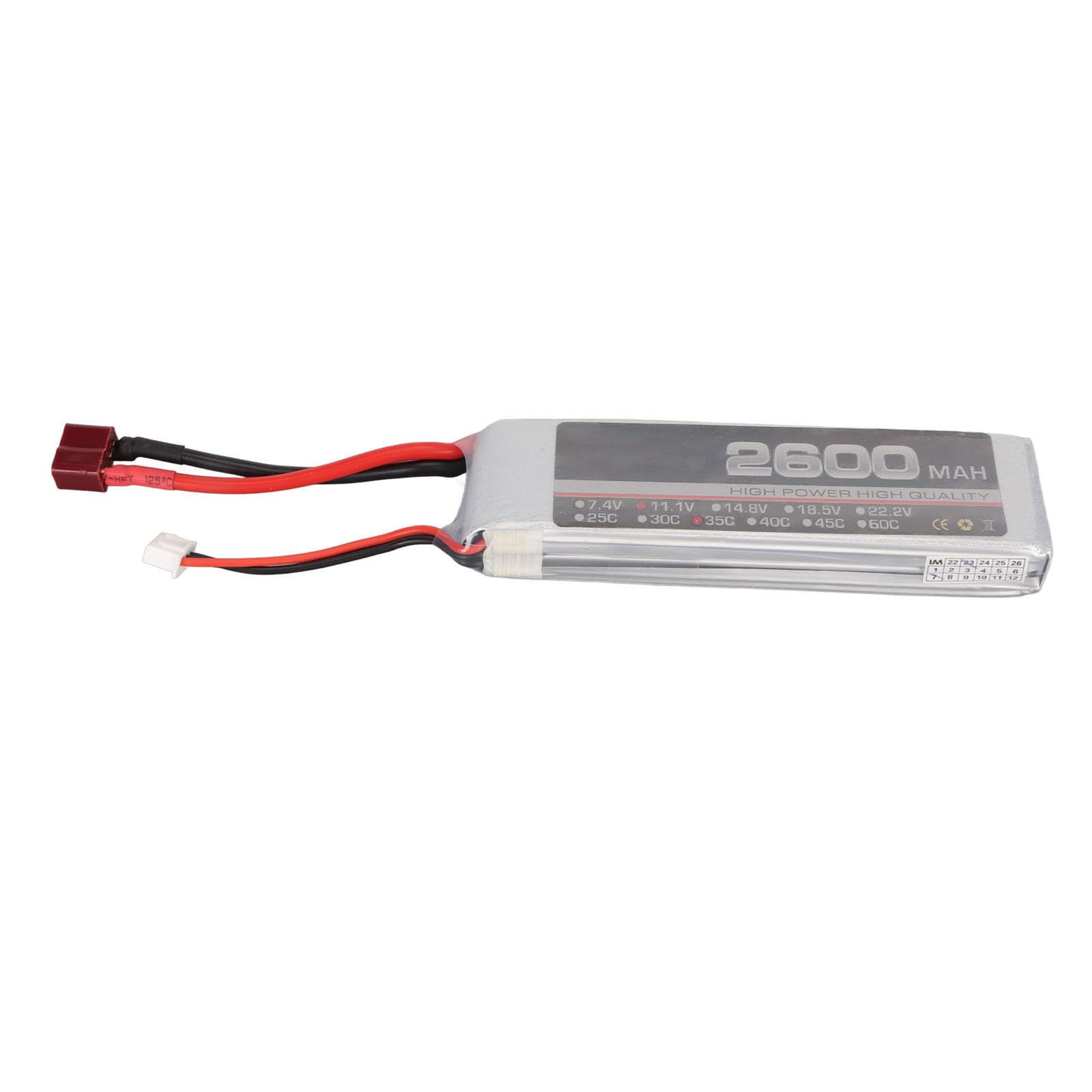 11.1V 35C 2600mAh 3S RC Lipo Batteria, per FPV Racing Drone Quadcopter Elicottero Aereo RC Boat RC Modelli (T Plug)