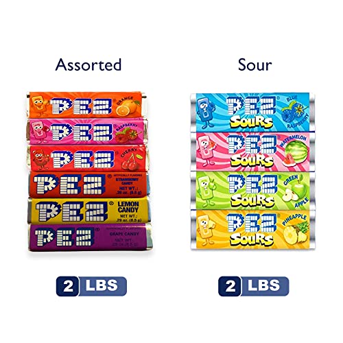 Sour Pez And Assorted Pez Bundle- Includes A 2Lb Bag Of Sour Pez Refill Roll And A 2Lb Bag Of Assorted Pez Refill Roll (4Lbs Total) #TOP2
