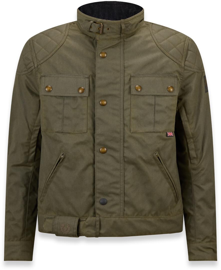 Belstaff Brooklands Giacca Motorycle Wax, oliva, S