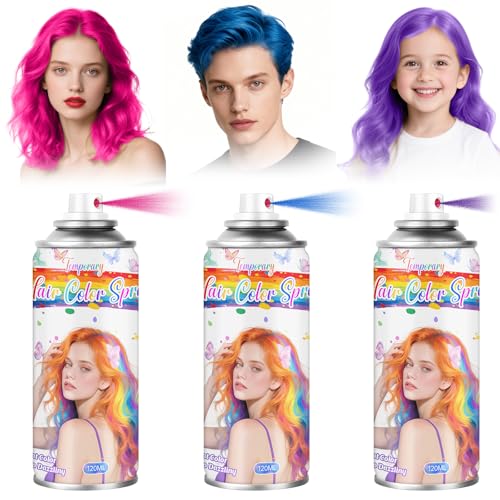 Spray Temporal para Cabello Azul, Rosa y Púrpura 115g
