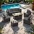 ALAULM 8 Pieces Outdoor Patio Furniture Set with Propane Fire Pit Table Sectional Sofa Sets Patio Furniture 43" Gas Firepit Brown Rattan Patio Conversation Set w/Coffee Table & Cushions-Gray