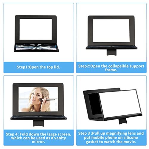 12" Screen Magnifier For Smartphone, 2023 Latest Model 3D Hd Mobile Phone Screen Magnifier, Video Expandable Hd Screen, Can Watch Movies, Ebooks, Play Games, Suitable For All Smartphones (Black) #TOP4