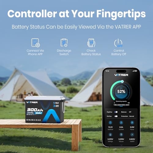 Image of 12V 300AH Mini Lithium Battery with Self-Heating & APP Monitoring, Deep Cycle Rechargeable LiFePO4 Battery, Low /High Temp Cut off, Built-in 200A BMS,Perfect for RV, Camping, Off-Grid Applications