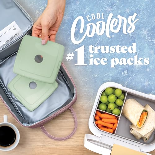 Image of Cool Coolers by Fit & Fresh Slim Ice Packs, Quick Freeze Reusable Ice Packs for Lunch Boxes & Coolers, Long-Lasting, Space Saving Lunch Ice Packs, Sage, 4Pk