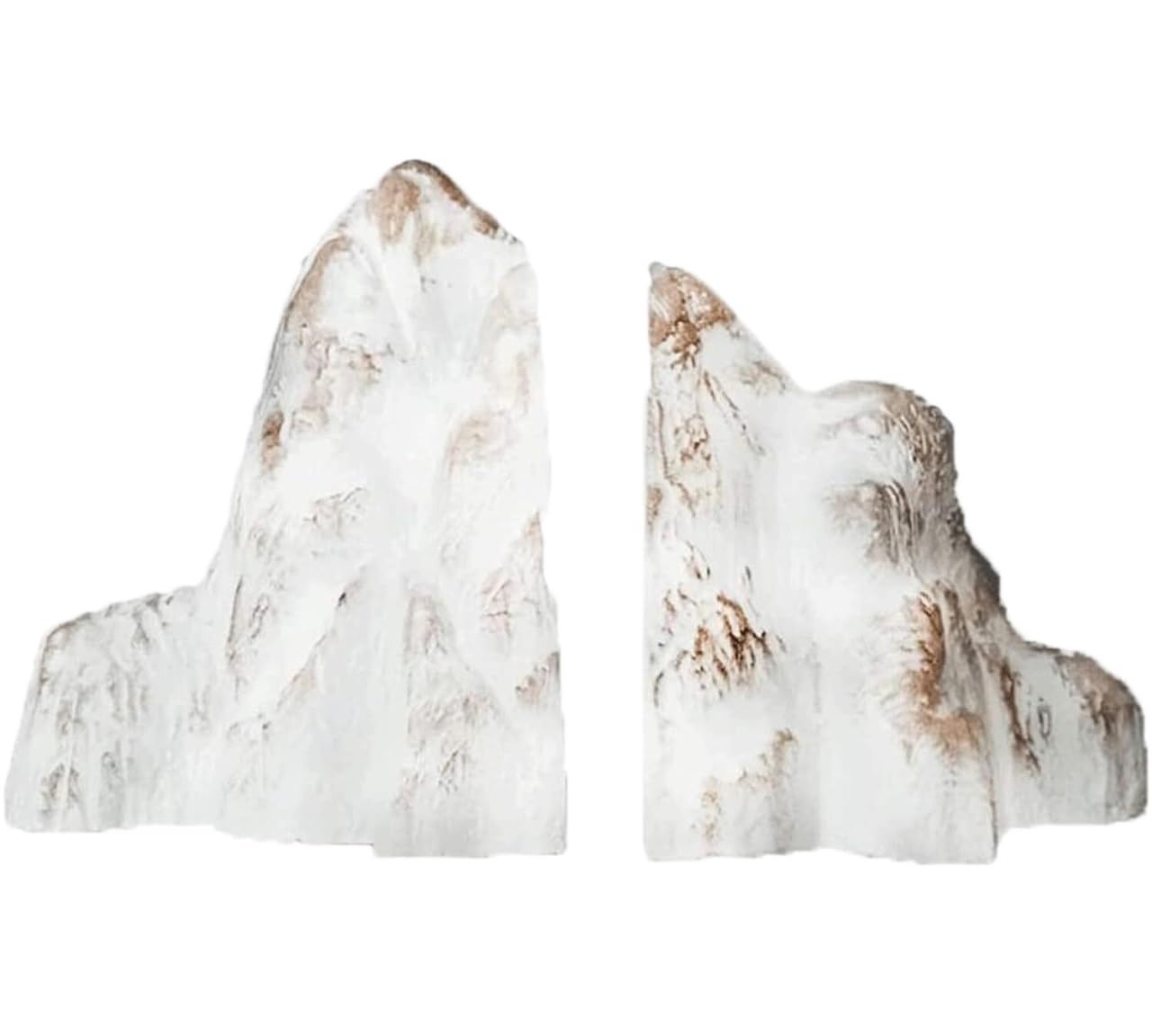 Book Ends Bookends Mountain Sculpture Decorative Bookend Abstract Book Stoppers Heavy Duty Hold Books For Bookshelves For Home Office(White)