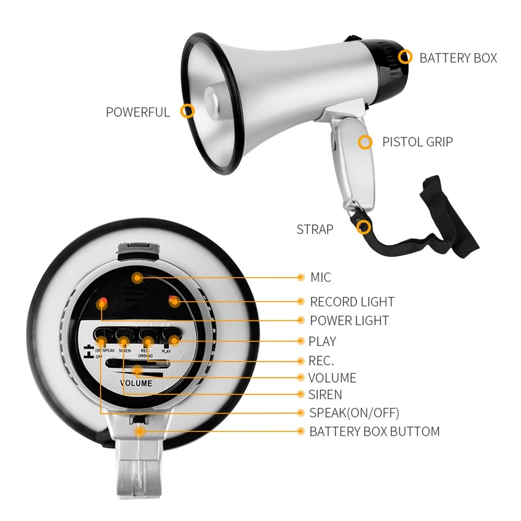 Altoparlanti Del Tour Del Tour Di Registrazione Del Megafono Della Sirena Del Megafono Del Bullhorn Portatile