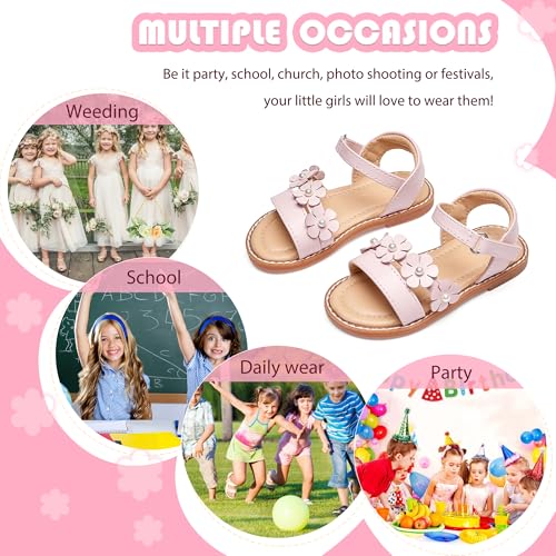 Image of Flaryzone Girls Sandals Open Toe Summer Flats Dress Sandals Shoes Toddler /Little Kid