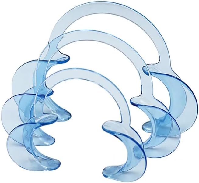 Dental Cheek Retractor Mouth Opener for Teeth Whitening Blue C-Shape (Size S, M, L Pack of 3)