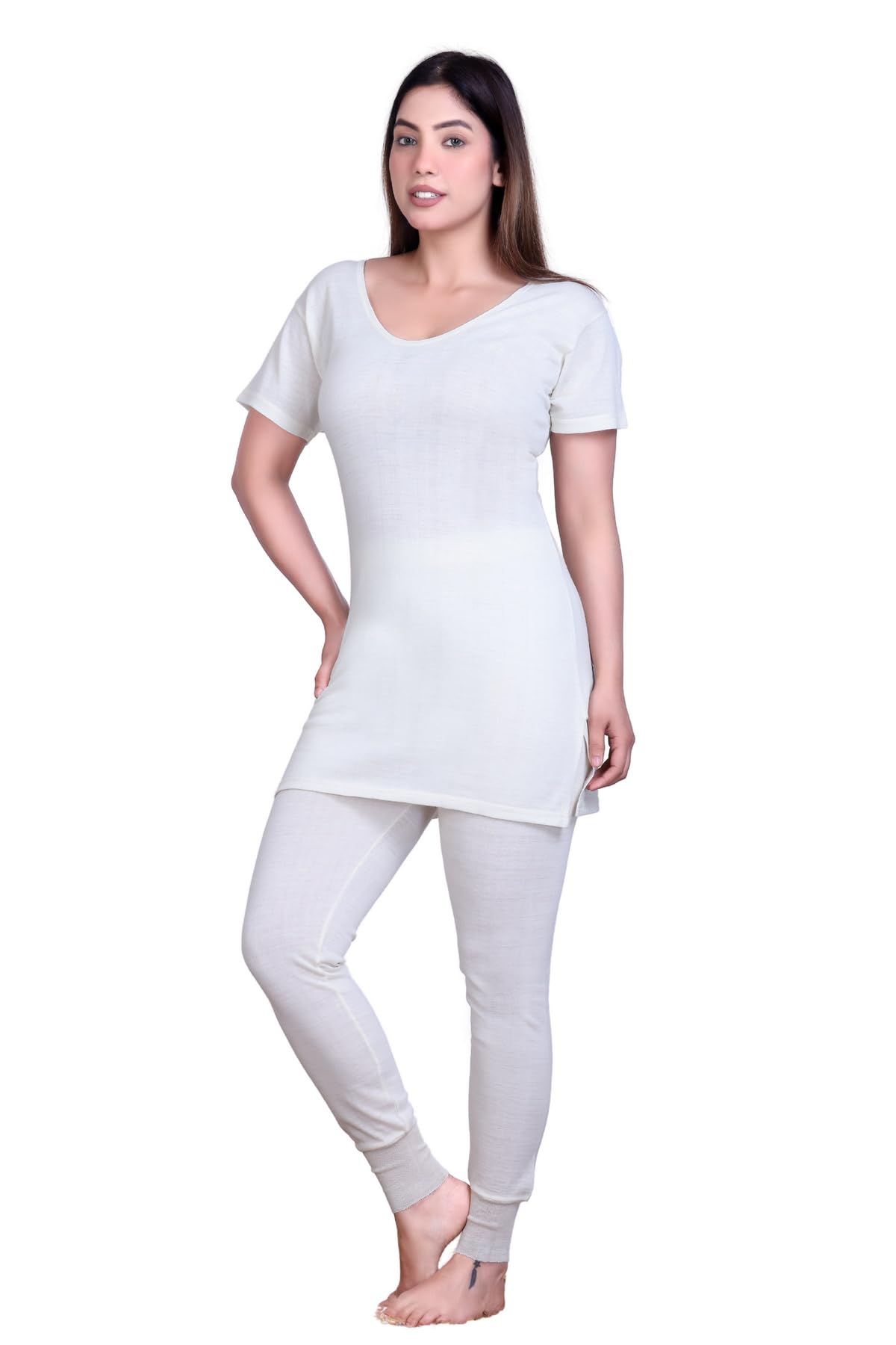 woolovers Half Sleeves Round Neck Thermal Wear for Women-picture-12