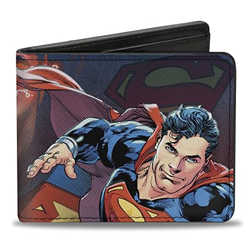 Hebilla Abajo - Cartera Bi-Fold - Hebilla Bifold Monedero Superman Hombre