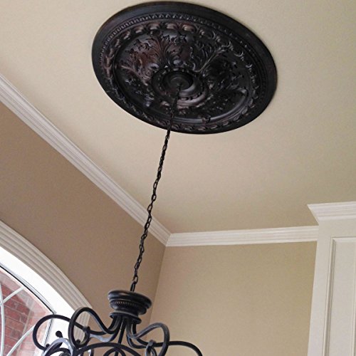 Image of Ekena Millwork CM28ST2-06000 28 inchOD x 6 inchID x 2 3 /4 inchP Stockport Ceiling Medallion, Fits Canopies up to 6-1 /4 inch, 2 Piece