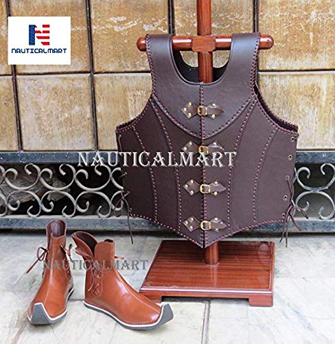 Meideval Veterans Leather Body Armour with Reenactment Leather Shoes Brown