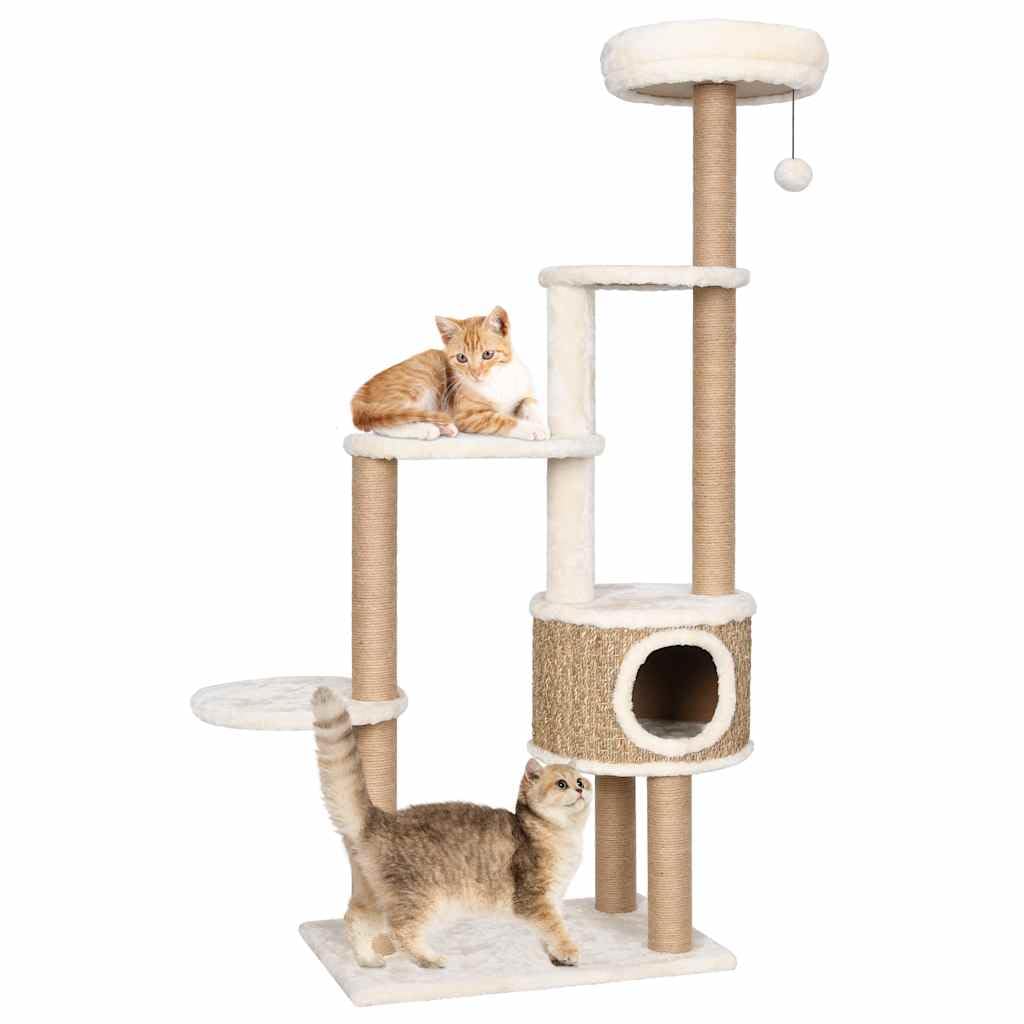Mangloder - Rascador para gatos con cojín de lujo de 148 cm de algas marinas, árbol de escalada con casa para gatos, cueva de felpa, hamaca, plataforma para casa y balcón, para escalar, arañar, jugar