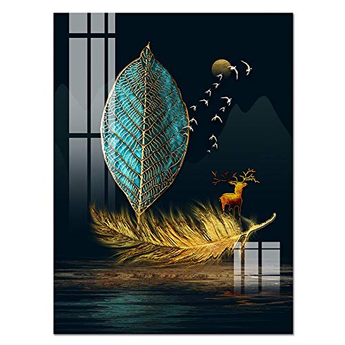Bleu or papillon image sur mur toile pour salon moderne 2pcs - 3