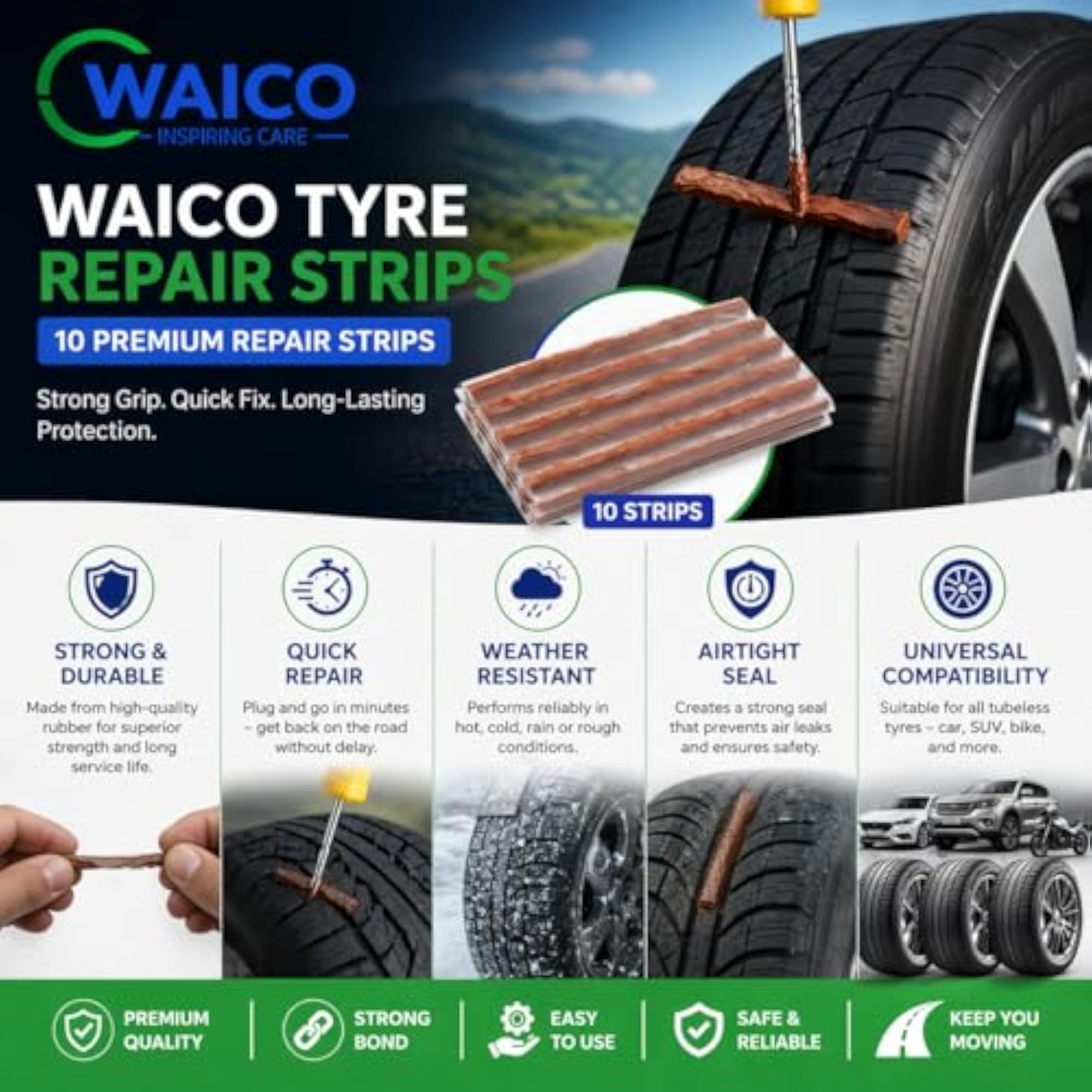 13 in 1 Tubeless Tyre Puncture Kit