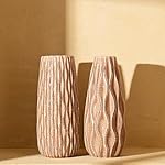 VICTOR & TERESA Ceramic Vase for Flowers, 9.5'' Set of 2 Decorative Rustic Beige Vases for Home Decor, Farmhouse Vases for Pampas Grass, Table, Mantel, Living Room, Shelf, Centerpieces, Gifts for Mom - Image 4