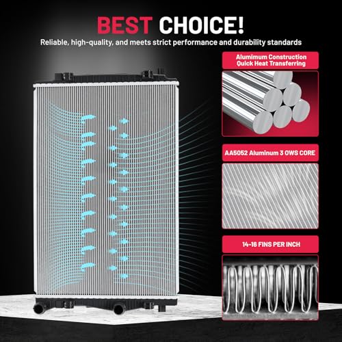 Image of BDFHYK 13827 Aluminum Radiator for Audi A3 Sportback e-tron 2016-2018, for VW Jetta 2019-2021, CU13827, 16mm Core, Direct Fit Replacement