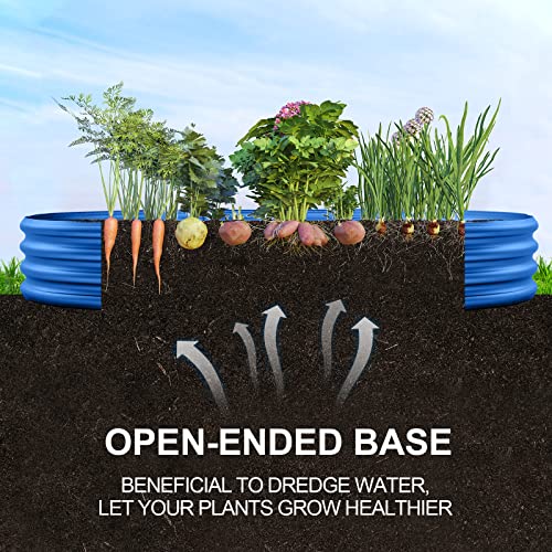 Image of Land Guard Galvanized Raised Garden Bed Kit, Galvanized Planter Raised Garden Boxes Outdoor, Oval Large Metal Raised Garden Beds for Vegetables 4 x 2 x 1ft(1pcs) (Blue)