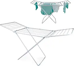 Varal de Chão Inox Reforçado Com Abas Dobráveis Retrátil Com Abas Slim e Prático Secagem Rápida e Alta capacidade