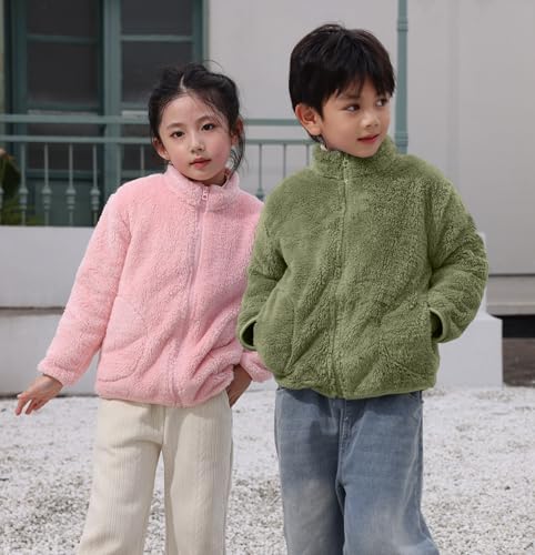 CECORC Mommy and Me Fleece Jacket for Boys and Girls, Soft & Cozy Full-Zip Flannel Coat, Winter Warm Stand-Collar Outerwear4