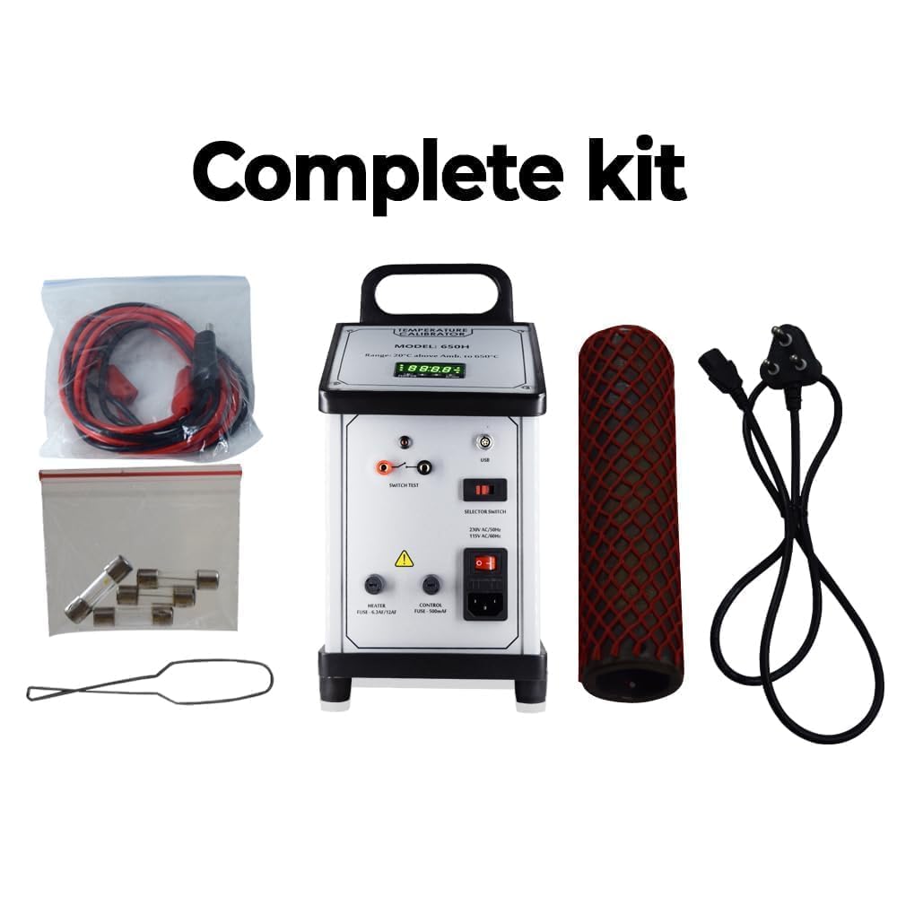 Calibrador de temperatura de bloque seco (rango: ambiente a 350 °C) con termopares (T, J, K, N, R, S) para laboratorios de calibración, divisiones farmacéuticas Modelo: AI-DBC-01