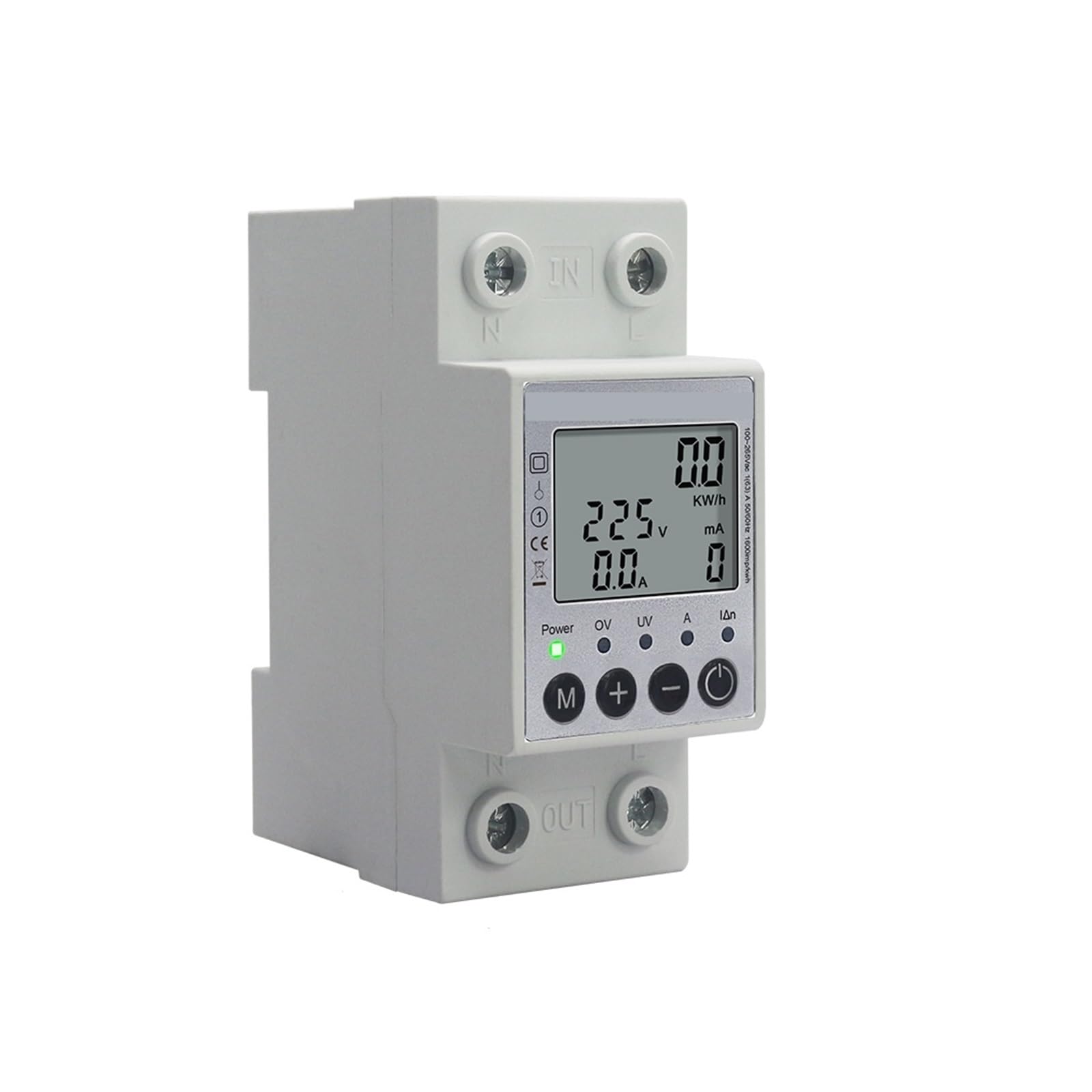 Wifi Tuya Din Rail Digital Monofásico Medidor De Energía KWh Voltaje Corriente Consumo Electricidad Monitorización Precisa Energía(No Wifi Function)