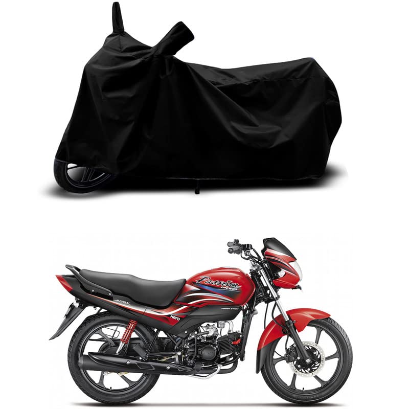 Image of 100% Scratchproof /UV-Rays /Heat Protection /Birds Dropping /Water Resistant /Dust Proof /Waterproof /Full Bike Scooty Two Wheeler Body Cover Compatible for Passion Pro All Varients[Black]