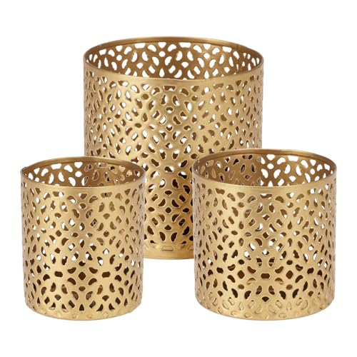 Teelichthalter Gold 23 3er Set Metall Teelichthalter Gold Ø 5/6,5/8,5 cm Teelicht...