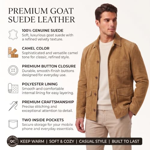 Image of Suede Leather Jacket Men - Real Lambskin Suede Casual Leather Jackets For Men - Mens Suede Jacket