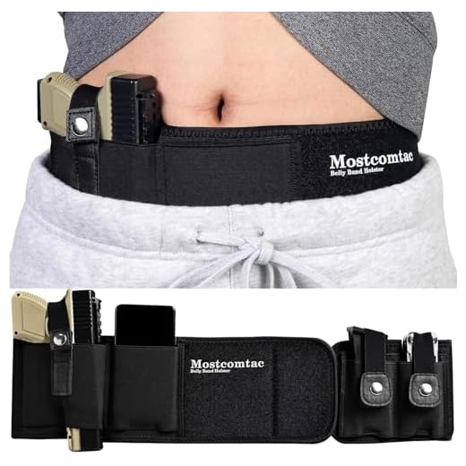 Mostcomtac Belly Band Holster for Men & Women - Comfortable Carry Gun Holster for 9MM and 380 with Breathable Neoprene, Fits Glock 19 17 42 43 43x, Taurus, Ruger LCP, S&W M&P Shield for Most Handguns