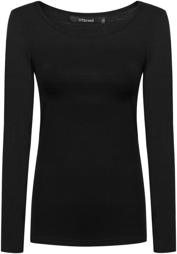 Women's Long Sleeve T-Shirt Scoop Neck Basic Layer Stretchy Shirts
