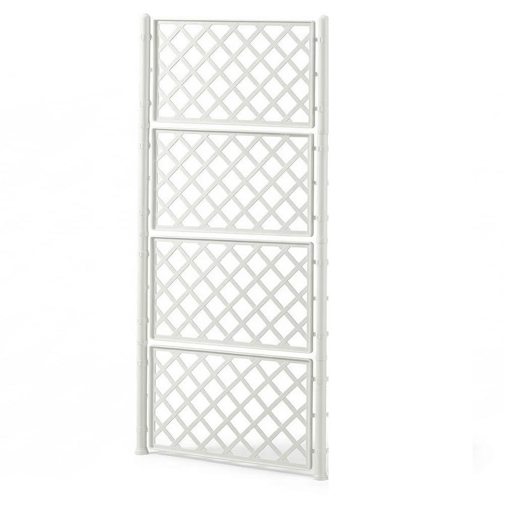 Spalliera BIANCA per Piante Rampicanti Grigliato in Plastica ALTA CM 208 X 100 Modulare con Giunti e Tappi Supporto separe' Traliccio rete Divisorio Grigliato per Giardino e Balcone Made in Italy