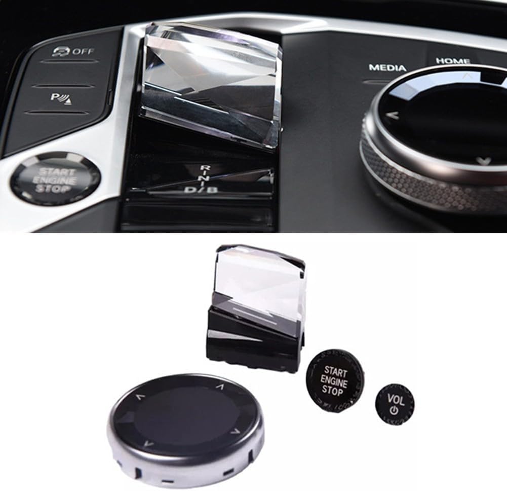 For Crystal Gear Shift Paddles for X5 X6 G05 For G20 G06 G08 iX3 i4 i7 (2023–2024), Automatic Transmission Paddle Shifter Kit with For Crystal Finish, Ergonomic Metal Knob, Black,