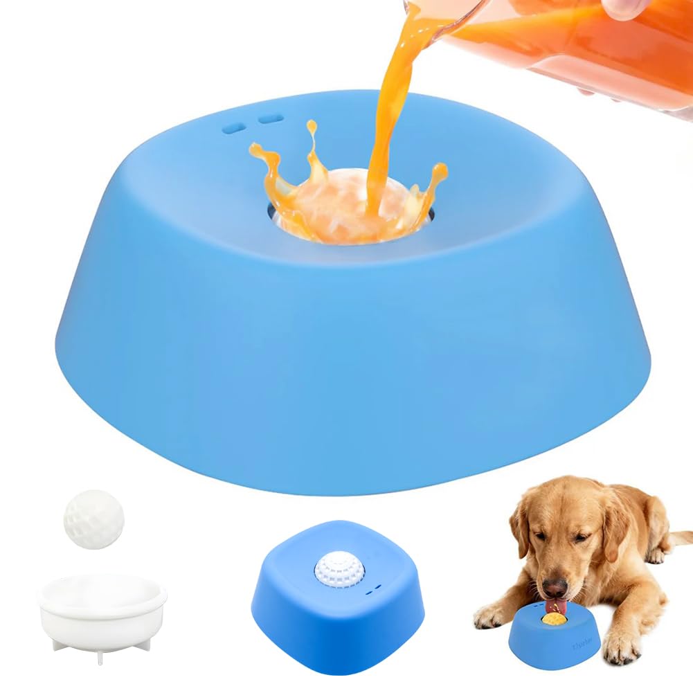 Slow Feeder Dog Bowl with Built-In Rolling Ball Anti-Slip Lick Bowl for Bone Broth & Yogurt Interactive Slow Feeding Bowl for Large Medium Small Dogs Dietary Supplement & Post-Op Nutrition Feeder -C