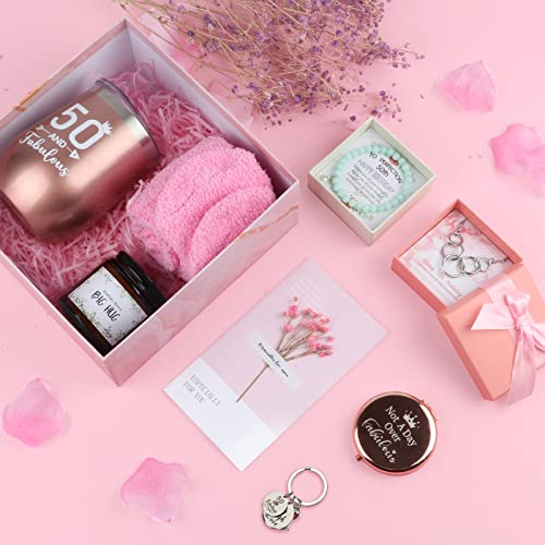 Dolzo 50Th Birthday Gifts For Women, Best Friend Gift Basket For Women, Wife, Mom, Grandma, Sister, Aunt, 50Th Birthday Funny Wine Tumbler Gift Sets For Women #TOP2