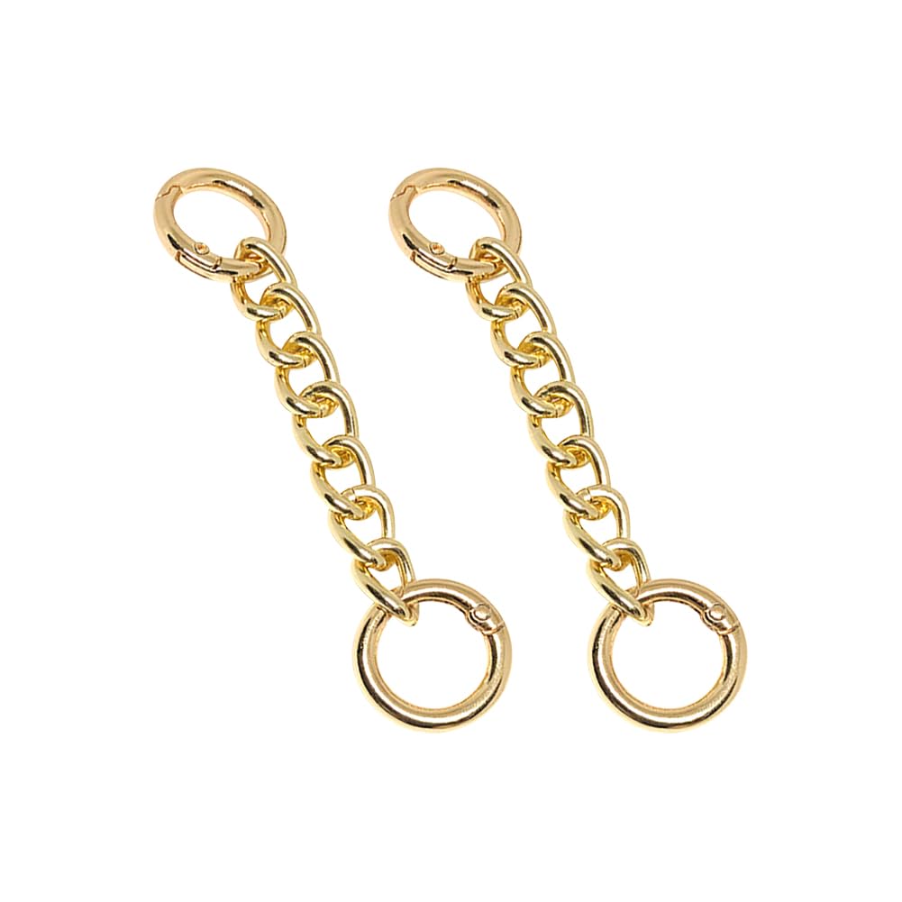 HugeDE 2 Pcs Purse Extender Chains Golden Purse Strap Extenders Metal Shoulder Bag Replacement Straps Decorative Bag Chains Short Handbag Straps Crossbody Bag Extension Straps