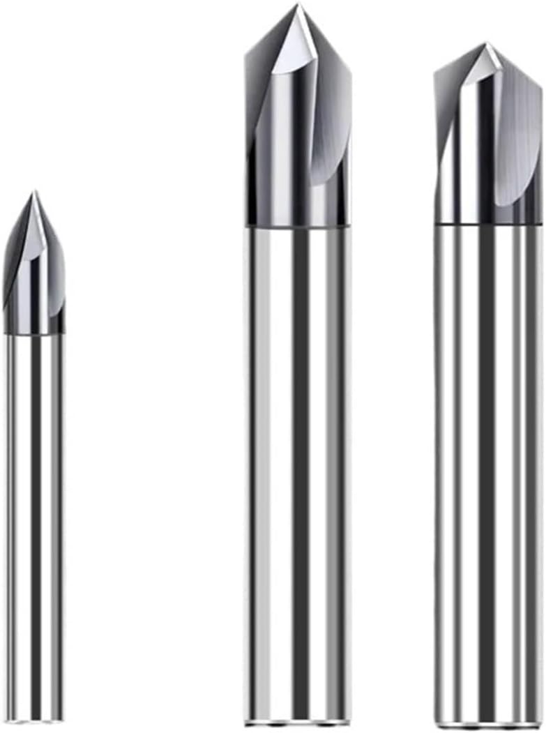 Chamfer Router bit, Chamfer Milling Carbide Corner Countersink Chamfering End Mill Deburring Edges V Grove Router 60 90 120 Degree 2 3 Flutes(10XR60X75LX3F)