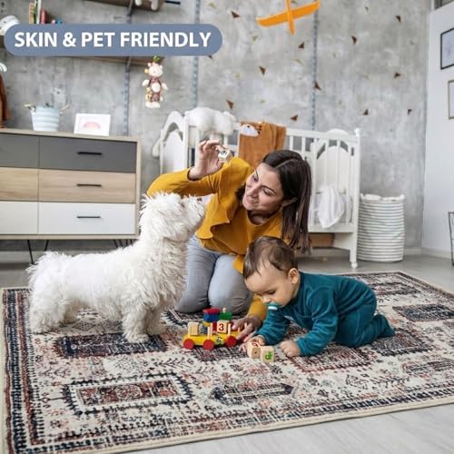 Image of Dream Weaverz Anti Slip Rectangular Carpet for Living Room & Hall | Silk | Flat Woven Soft Washable Floor Mat for Home, Bedroom Floor & Kitchen | Durable Anti Skid Rug for Daily Use (4 X 6) feet