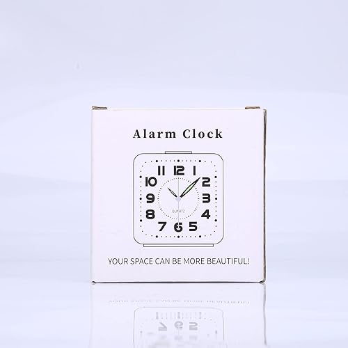 Miniatura 14 de Reloj despertador analógico, reloj despertador silencioso sin tictac, reloj despertador de viaje con luz, repetición, sonidos de pitido ascendente,