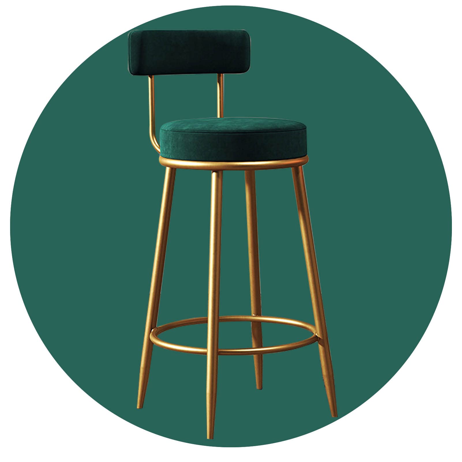 Tabouret de bar pied en métal doré et chaise de bistrot 65cm
