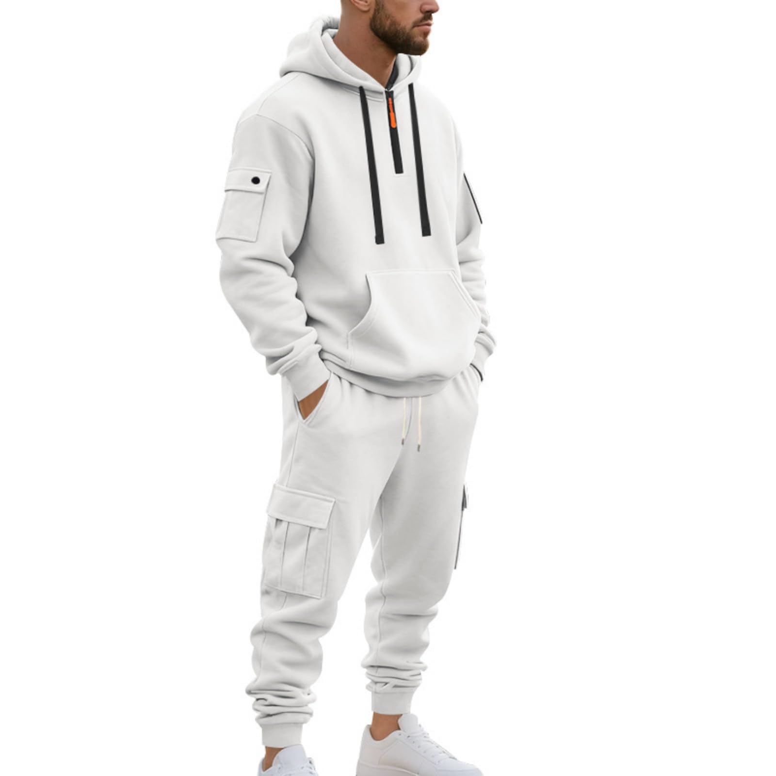 Generisch Dres treningowy męski dres do joggingu, modny motyw, 2-częściowy, uniseks, Y2K Streetwear, bluza z kapturem i spodnie do biegania, zestaw męski do noszenia na co dzień, strój sportowy